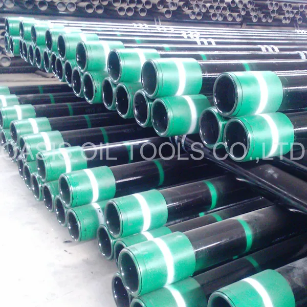 9 5/8 inch carbon steel casing pipes stacked for transport