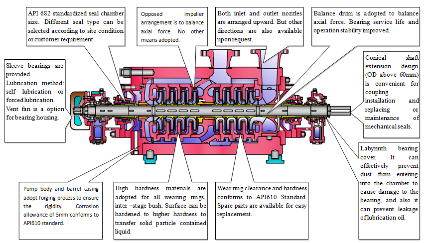 Sectional Diagram of BB5 Pump with Opposed Impeller Design