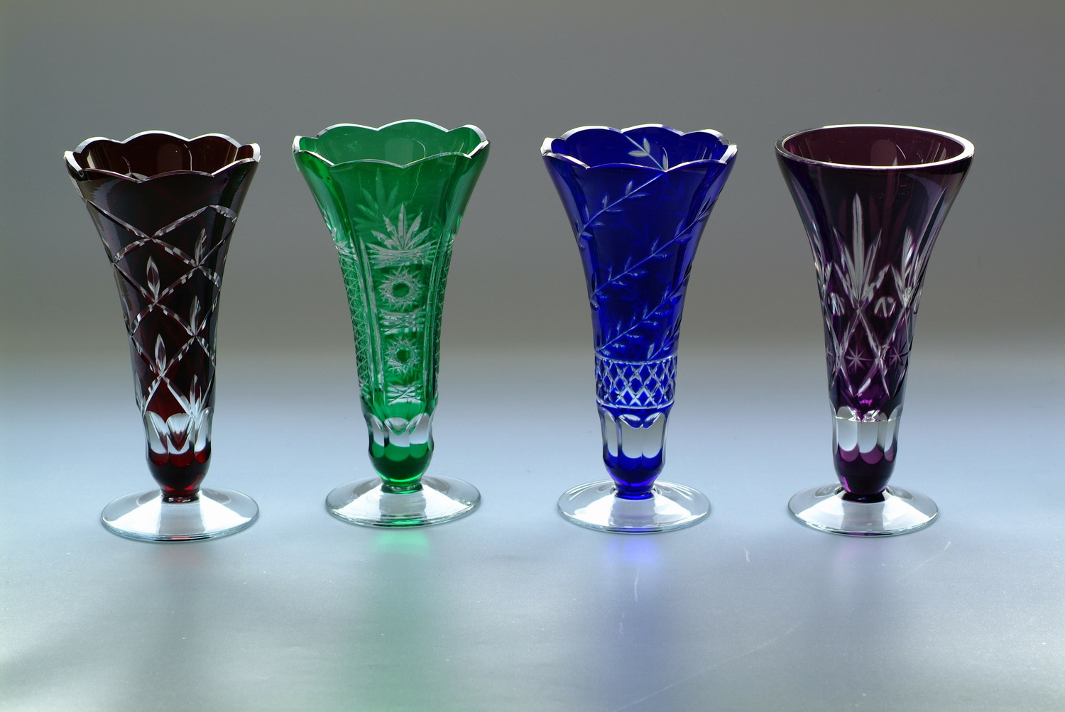 Bohemian Cut Crystal Vase Set