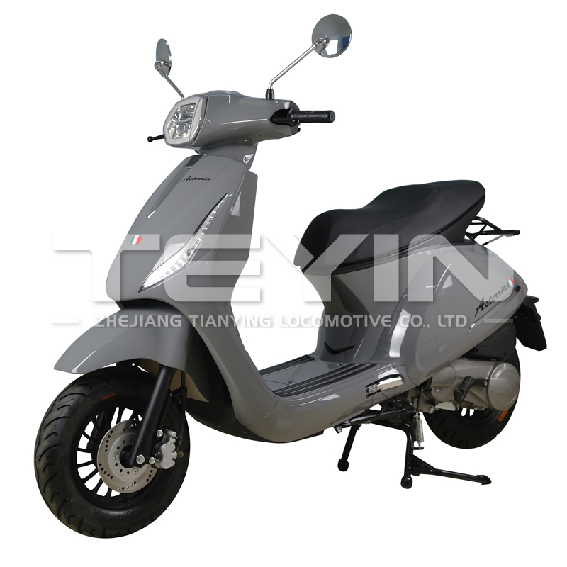 Side profile of the retro style gas scooter