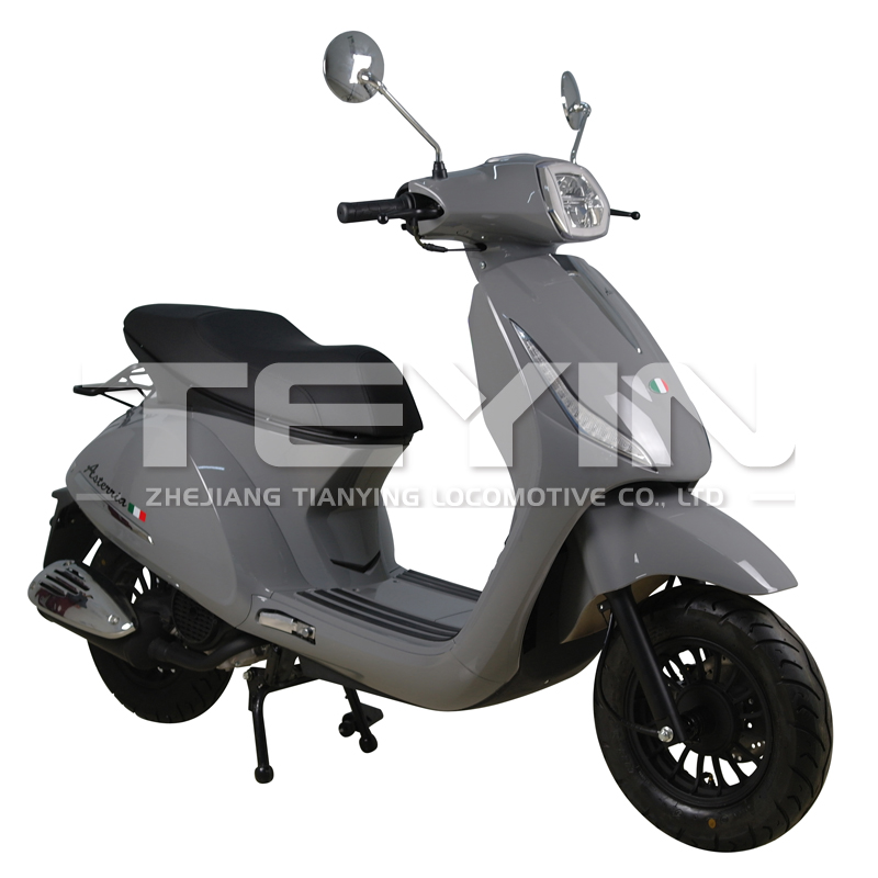 Close up of the scooter's sleek bodywork