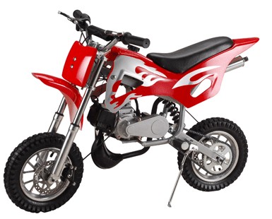 Red and Silver Mini Dirt Bike with Knobby Tires
