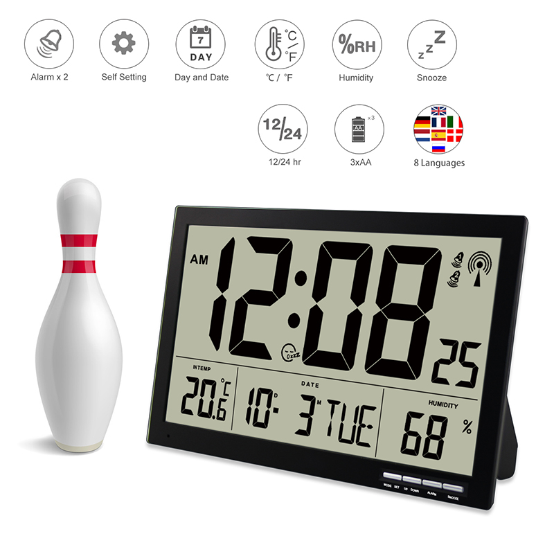 Atomic Digital Clock LCD Radio controlled clock LCD wall clock LCD alarm clock - Image 2