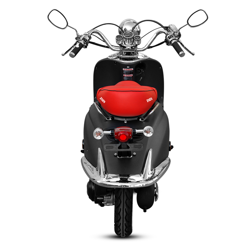 Scooter rear view showing luggage rack