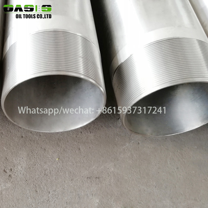 Close-up of stainless steel casing pipe