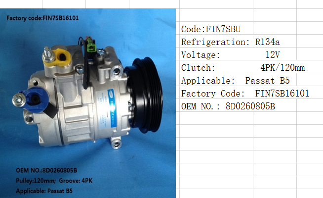 Technical specification diagram for Passat B5 AC compressor