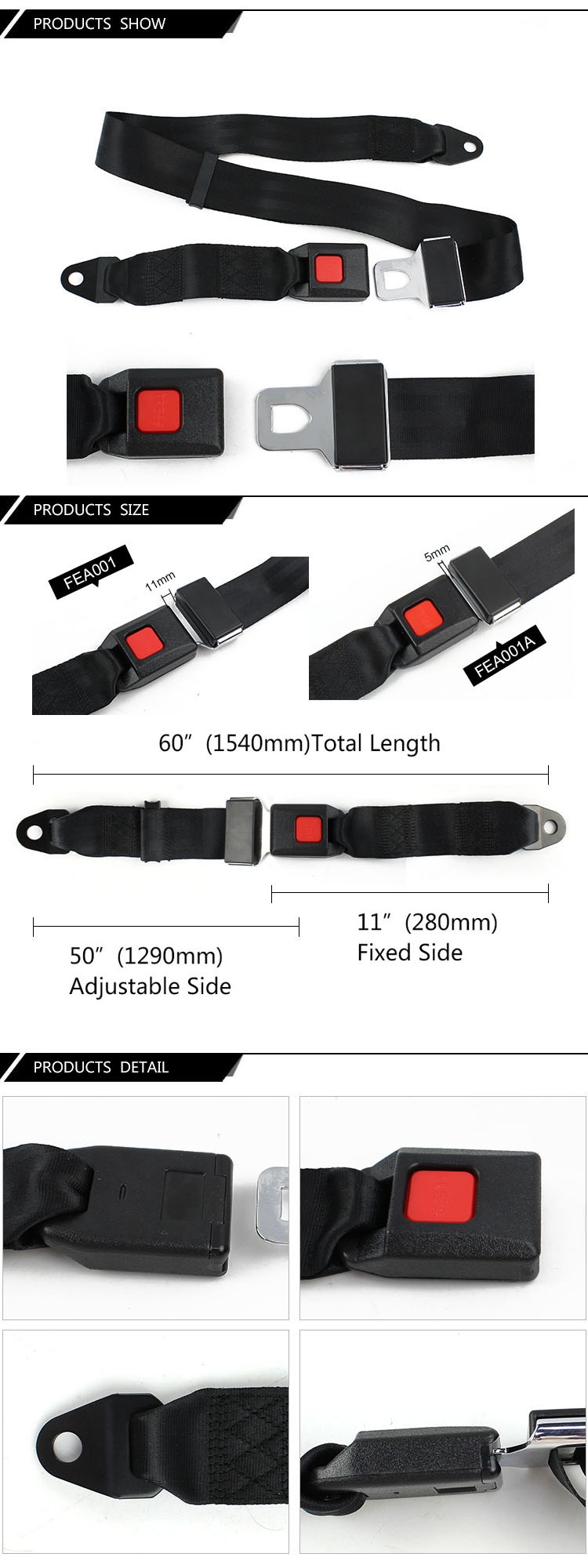 Product diagram showing adjustable and fixed side lengths