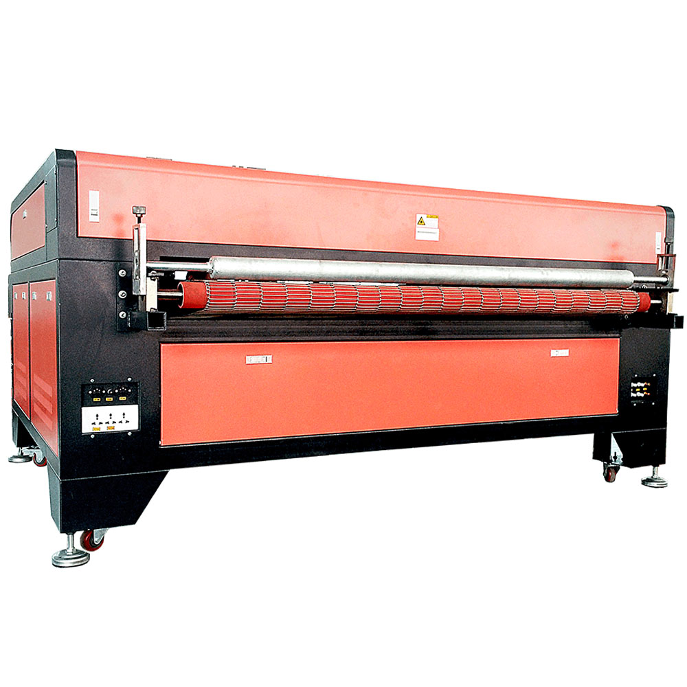 Laser cutting machine with conveyor belt system for fabric
