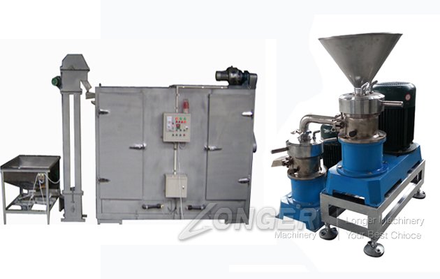 Full automatic tahini production line showing roasting and grinding units