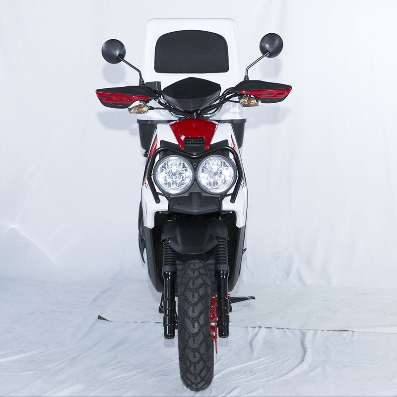 Front view of the scooter showing headlights
