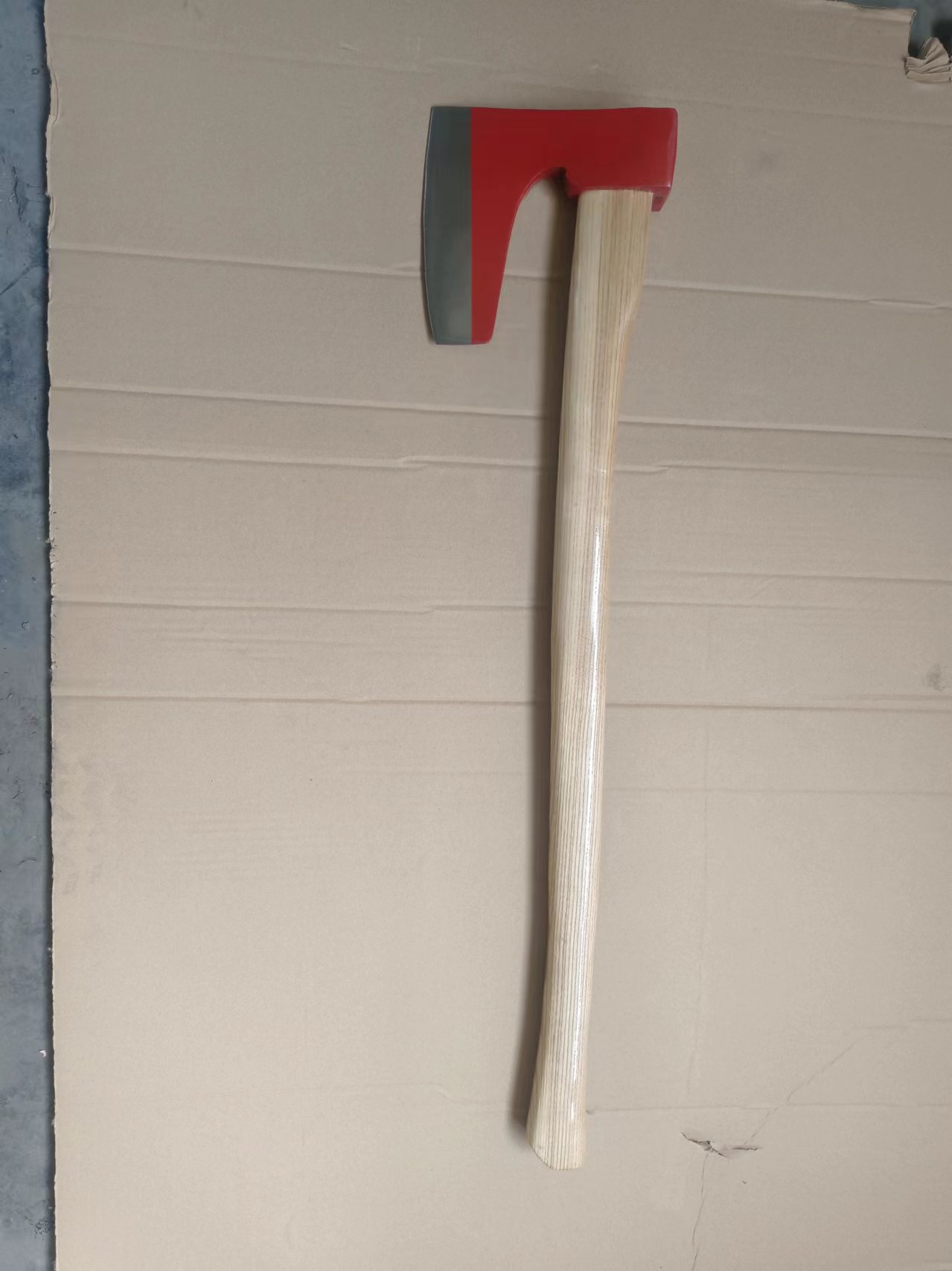 Red Axe with Wooden Handle