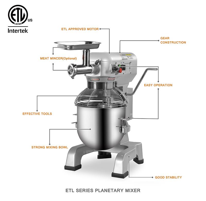Diagram of planetary mixer components
