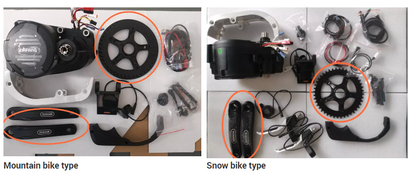 Mountain and Snow bike motor configurations