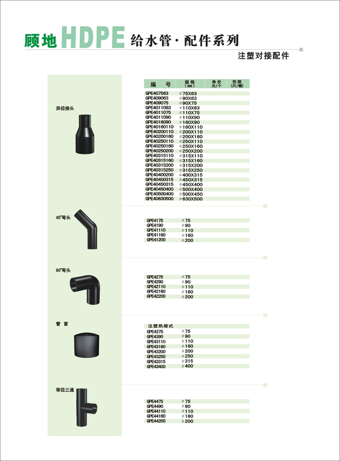 HDPE Pipe Fittings for Water Supply