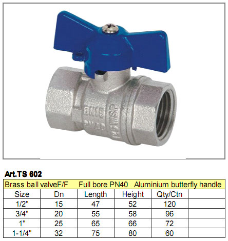 Brass Ball Valve with Aluminium Butterfly Handle