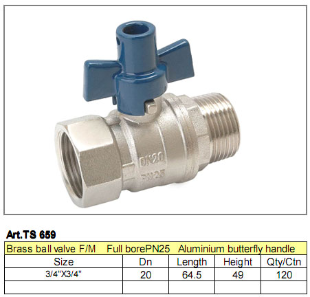 Brass Ball Valve with Aluminum Butterfly Handle