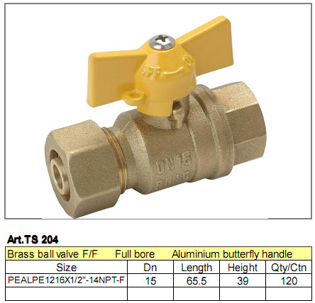 Brass Ball Valve with Aluminum Butterfly Handle