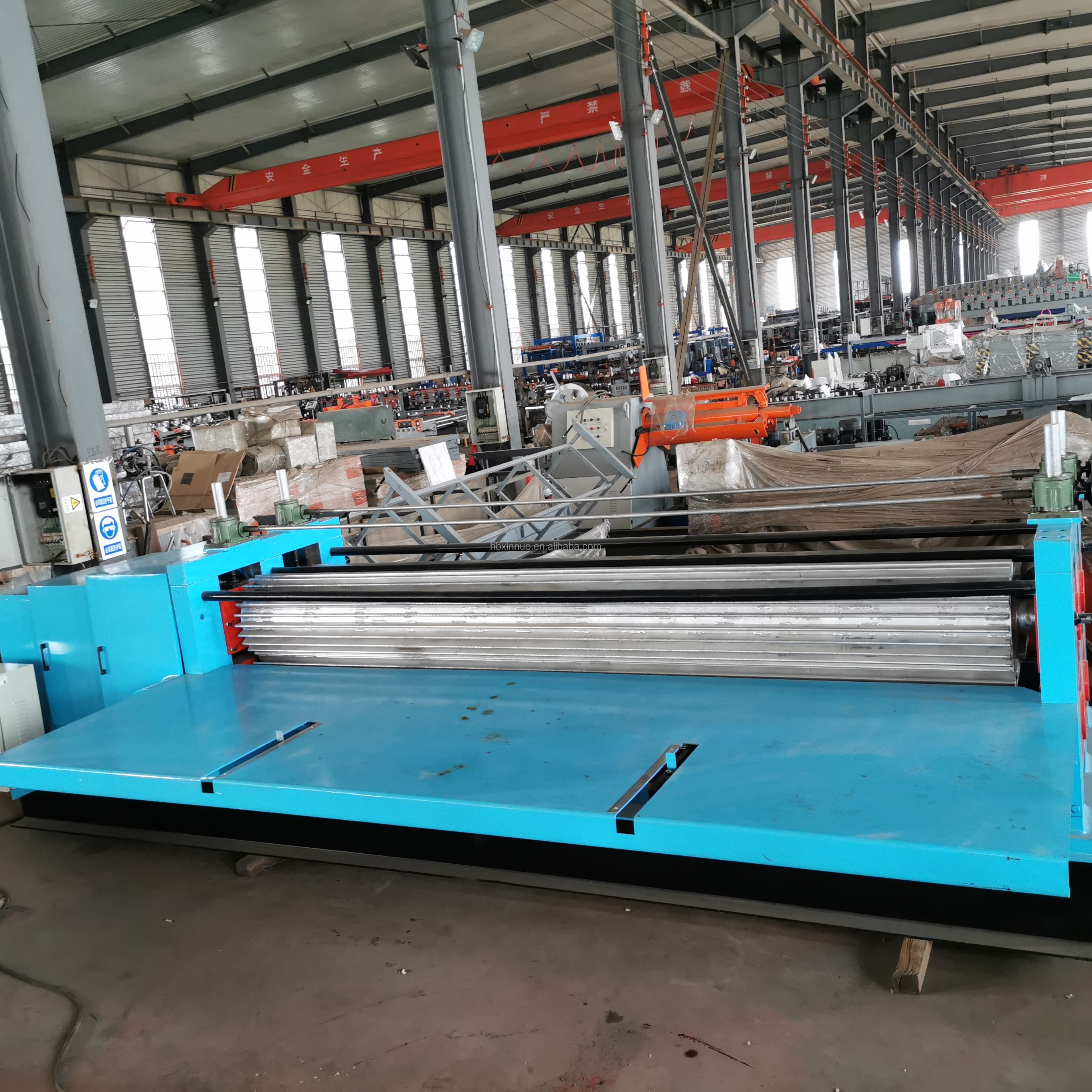 Full view of the barrel corrugated roofing sheet production line