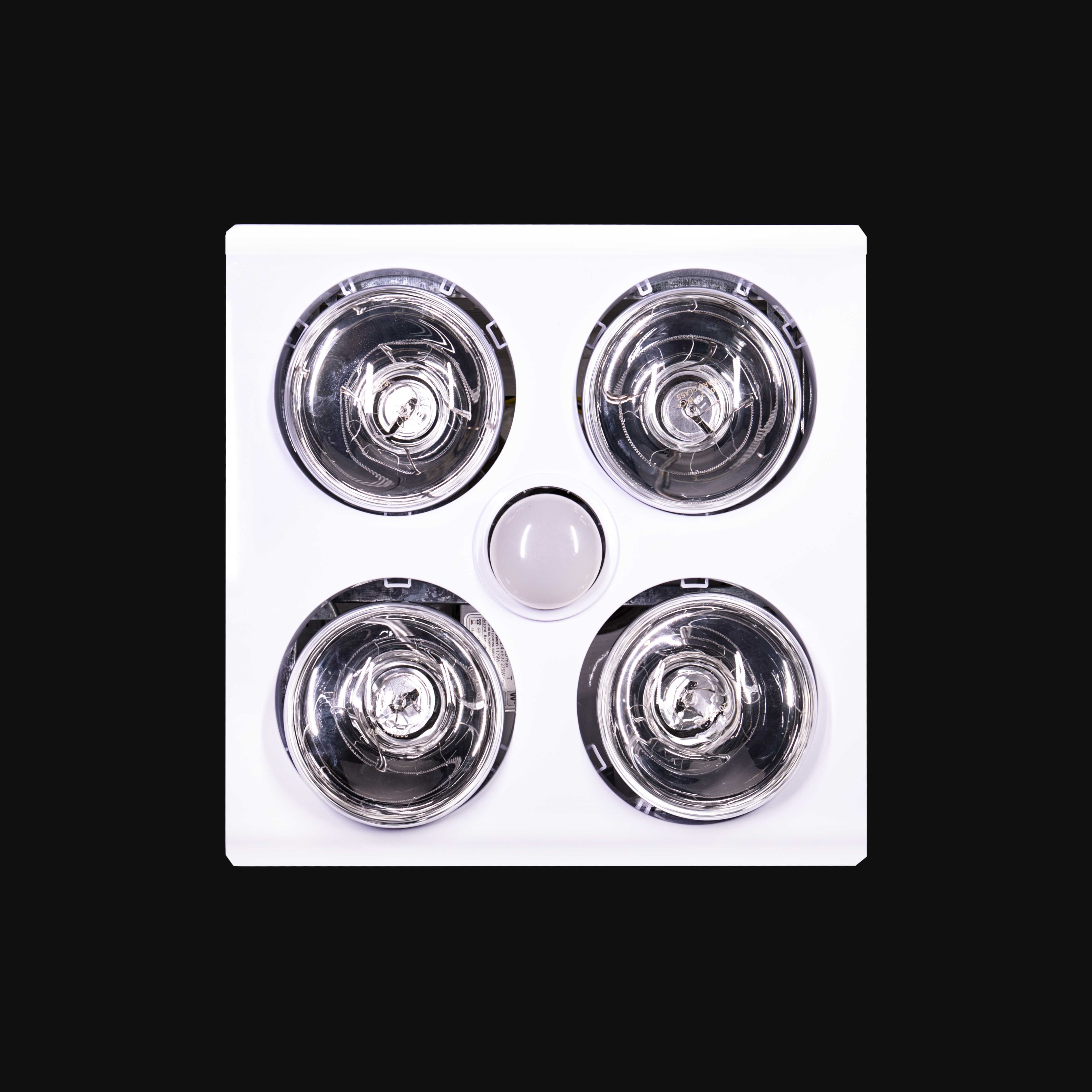 Four-Lamp Bathroom Heater with Integrated Lighting