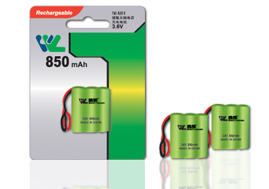 850mAh Ni-MH Rechargeable Battery 3.6V
