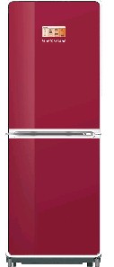 Red Bottom-Freezer Refrigerator with Digital Display