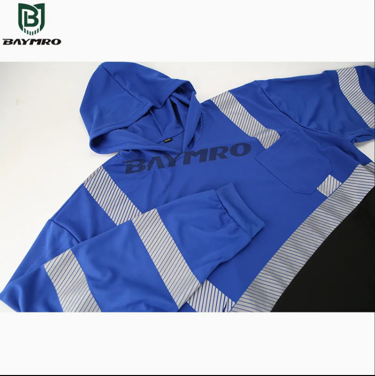 Men's Hooded Long Sleeve Reflective Safety Shirt