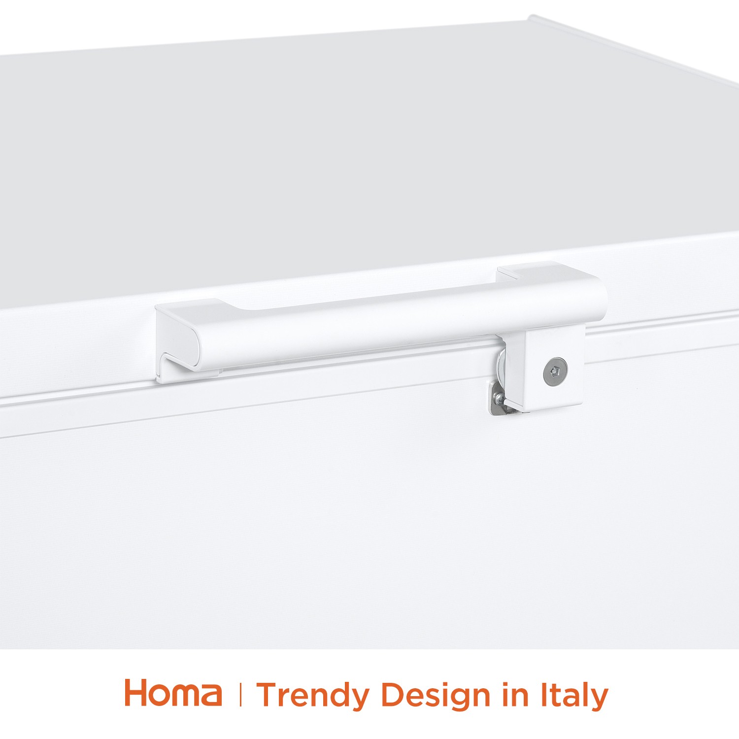 White Chest Freezer with Metal Door