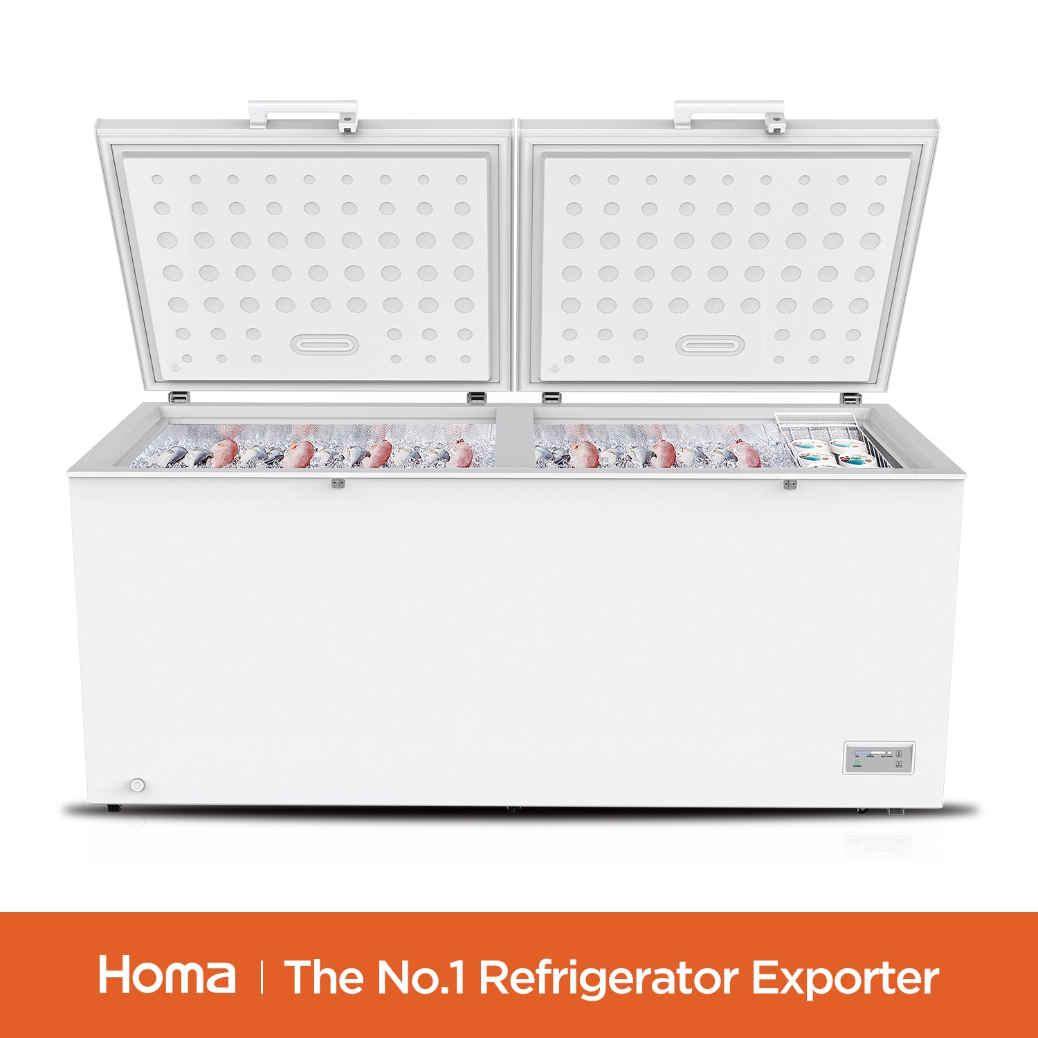 Dual-Lid Chest Freezer for Food Storage