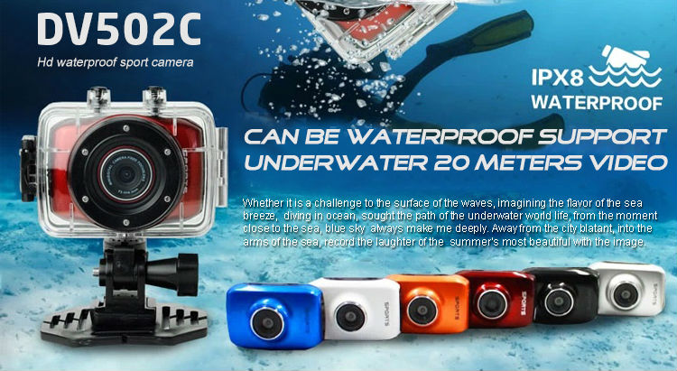 Waterproof action camera underwater