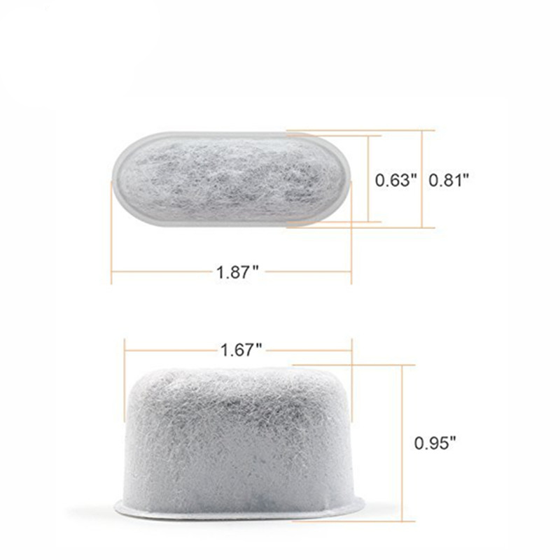 Detailed dimensions of the charcoal water filter