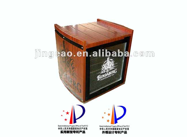 Wooden Barrel Beverage Display Freezer