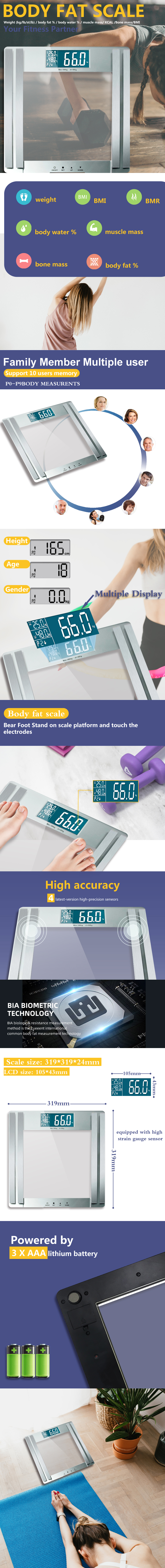 Digital Body Composition Scale display and measurement features
