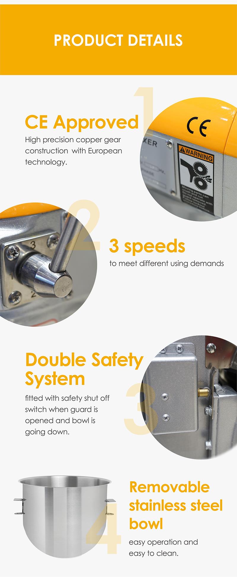 BH20 Planetary Mixer internal gear and safety features