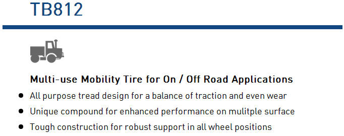TB812 Multi-use Mobility Tire features and tread design overview