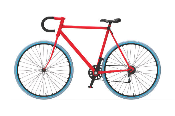 Red Fixed-Gear Bicycle with Drop Handlebars