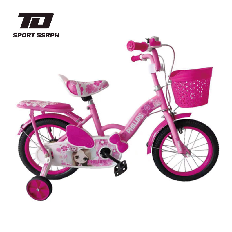Girls' Pink Bicycle with Basket and Training Wheels