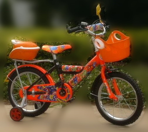 Children's Orange Bicycle with Training Wheels