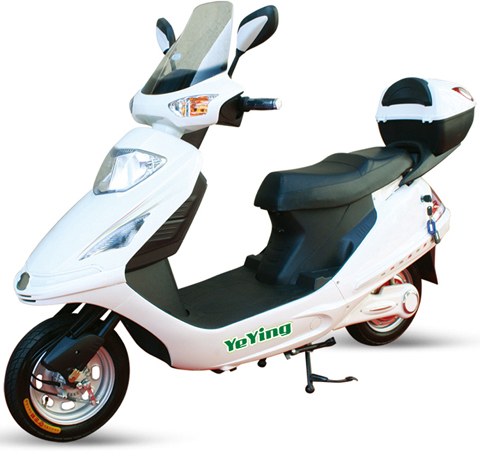 White Electric Step-Through Scooter with Storage