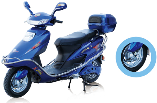 Blue Electric Step-Through Scooter for Urban Commuting