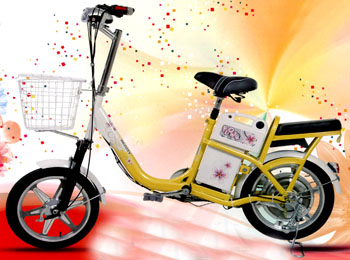 Step-Through Electric Bicycle with Basket and Rack
