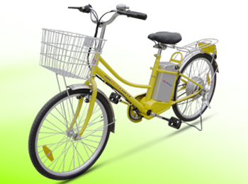 Step-Through Electric City Bicycle with Basket