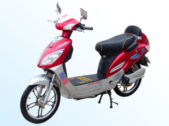 Red and Silver Electric Step-Through Scooter