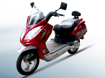 Red Electric Commuter Scooter with Windshield