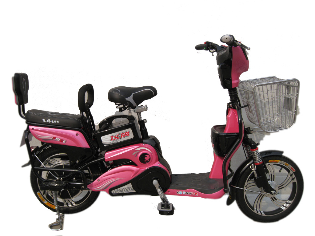 Electric Step-Through Bicycle with Basket and Rear Seat