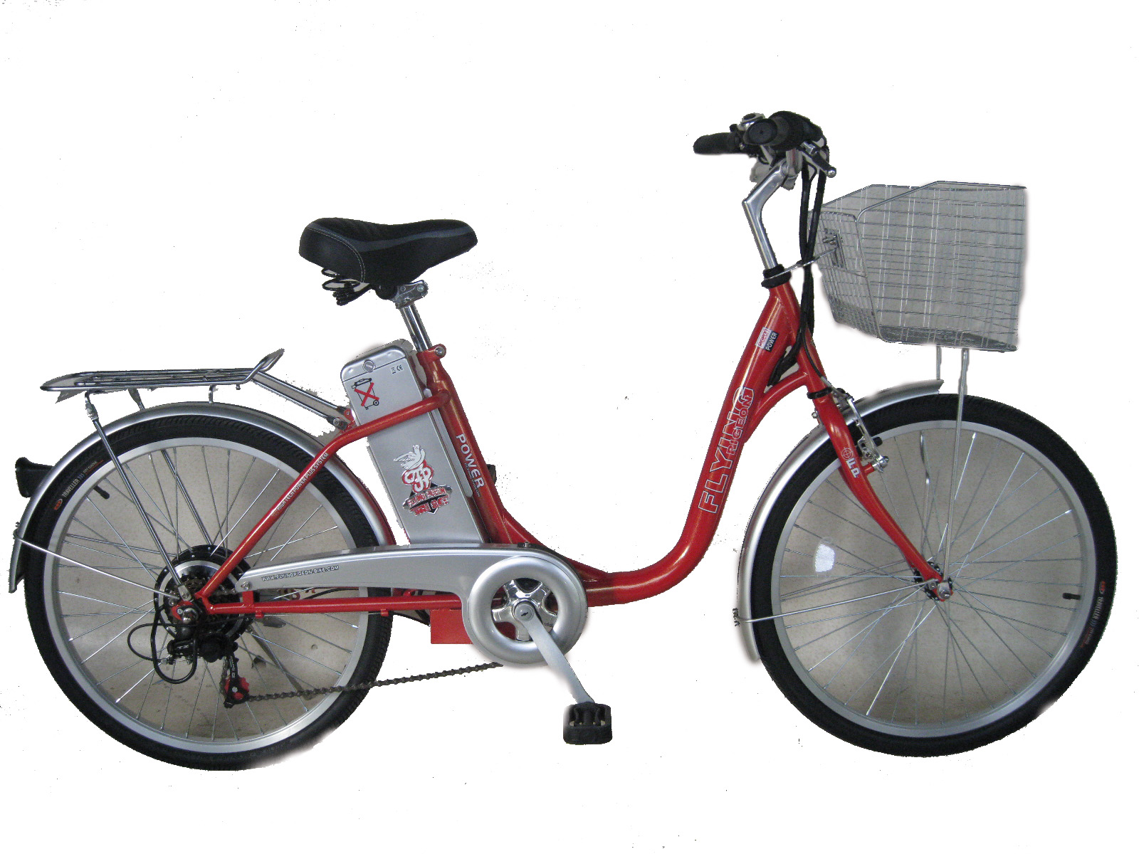Step-Through Frame Electric Bicycle with Basket and Rack