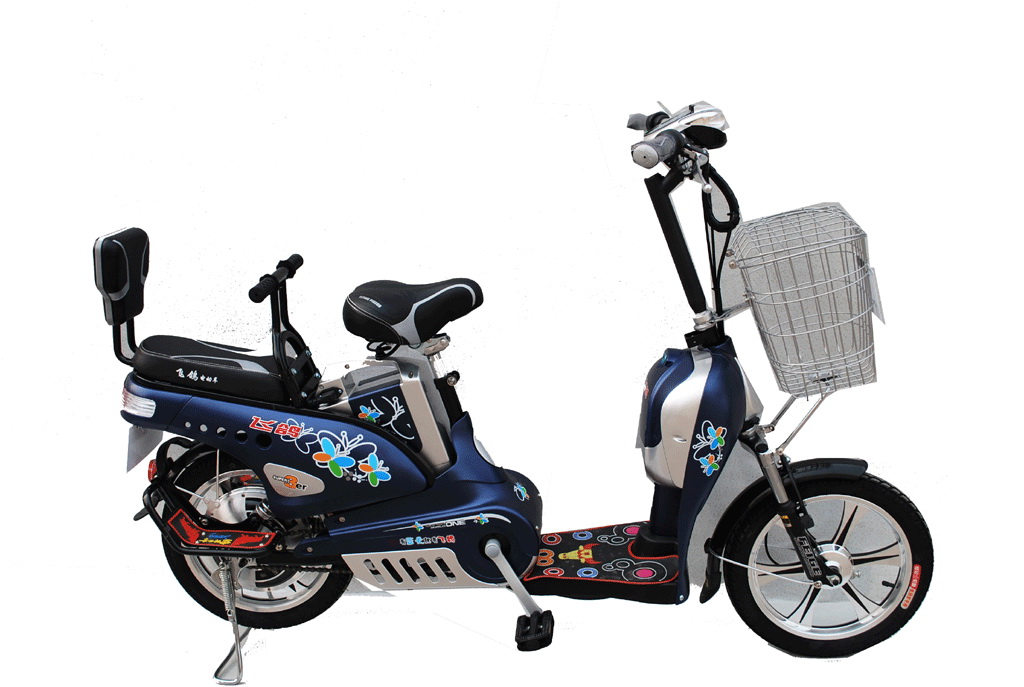 Step-Through Electric City Bicycle with Passenger Seat