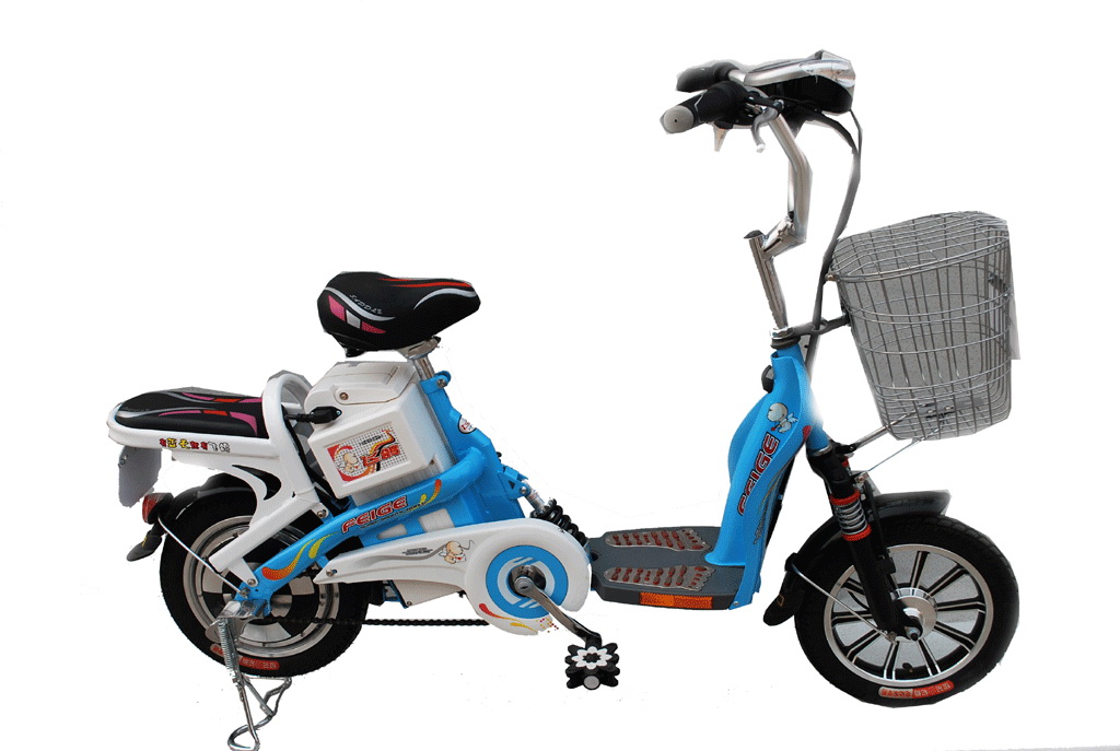 Step-Through Electric Bicycle with Passenger Backrest