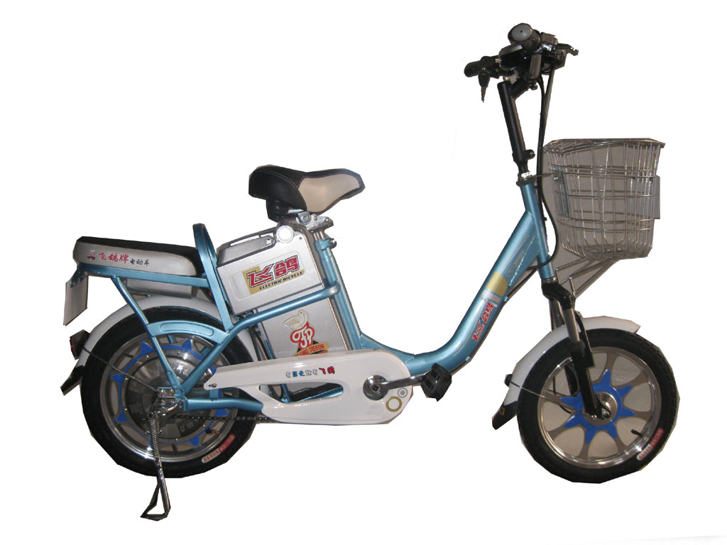 Step-Through Electric City Bicycle with Basket and Rack