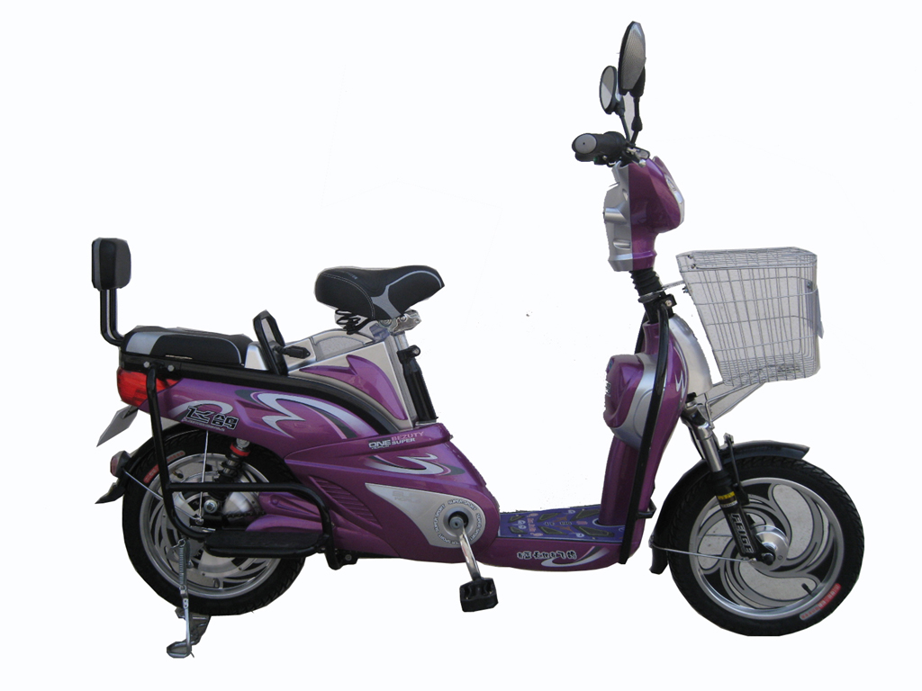 Step-Through Electric Bicycle with Basket and Backrest