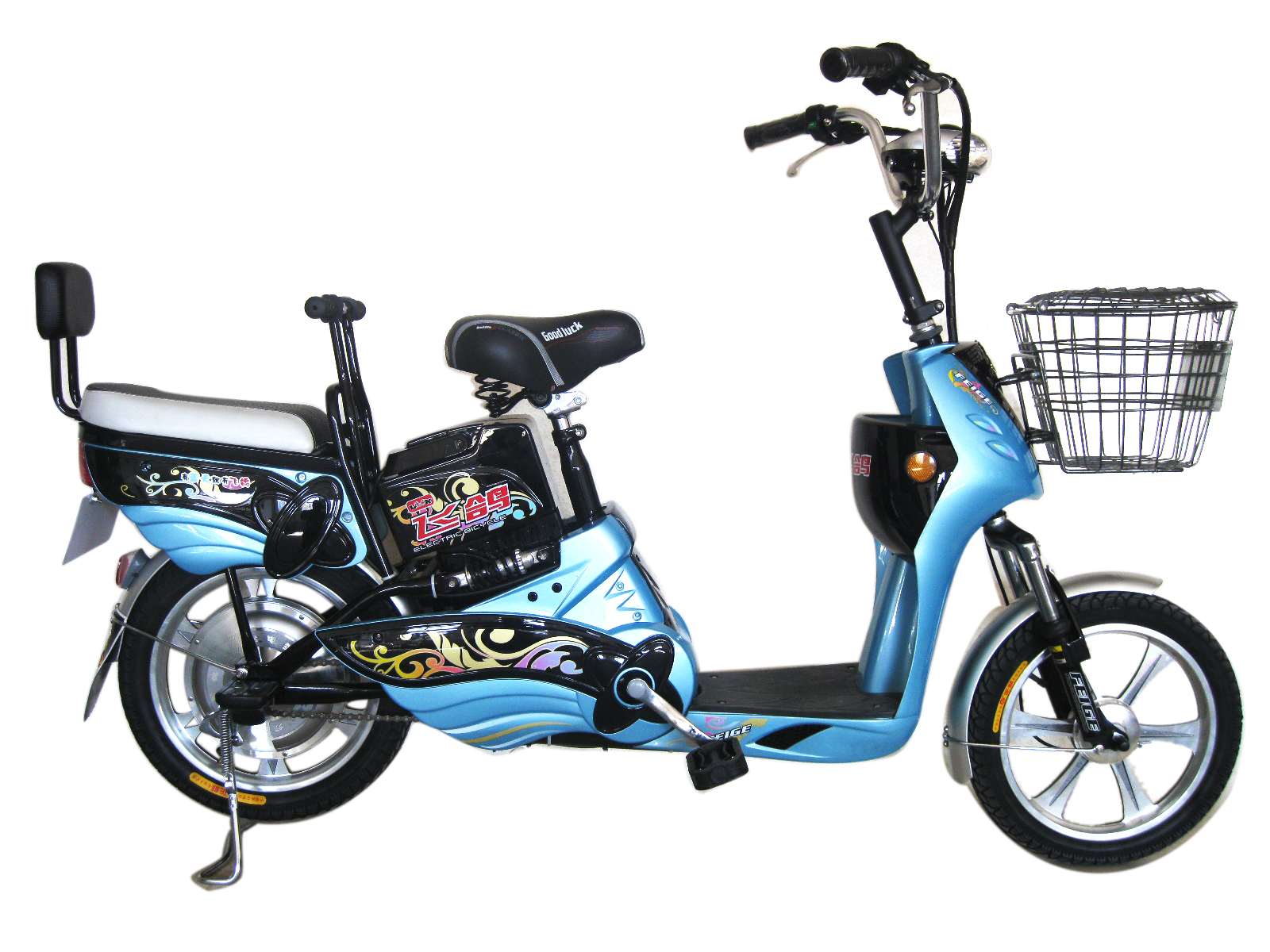 Electric Step-Through City Bicycle with Basket and Backrest